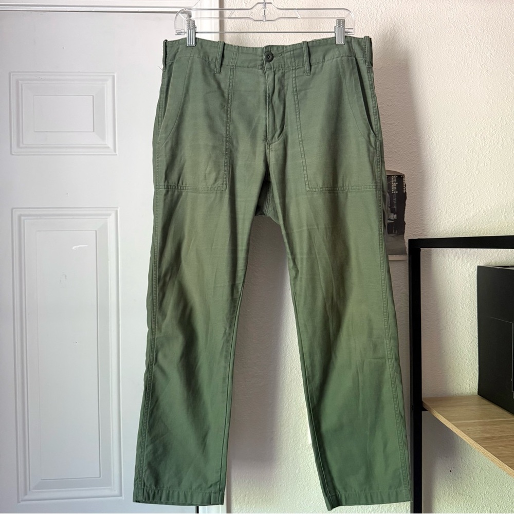 321 clothing olive green cotton utility slim straight leg‎ pants